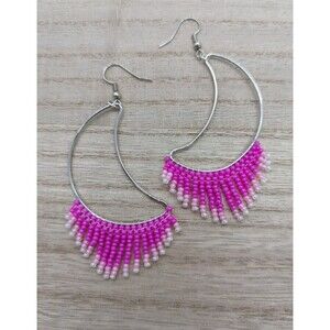 Earrings Beaded Moon Shape